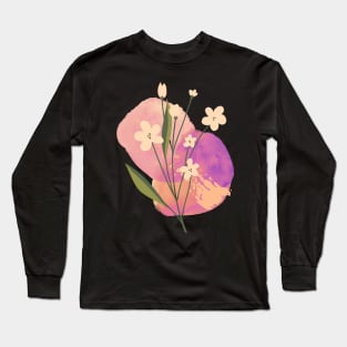 Watercolor Sunset Flowers Long Sleeve T-Shirt